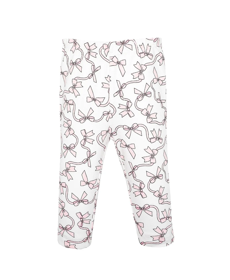 Hudson Baby Baby Girls Hudson Cotton Pants and Leggings, Black Toile Pink Bows