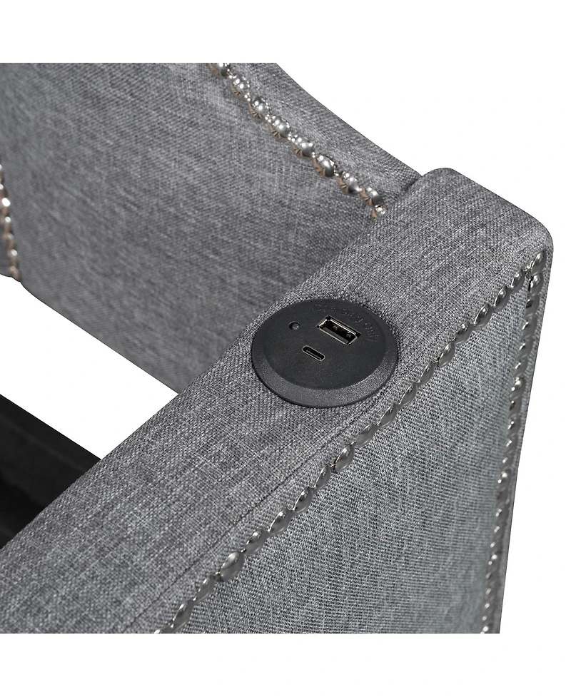 Streamdale Furniture Twin Size Upholstered Daybed with Pop-Up Trundle and Usb Charging Ports