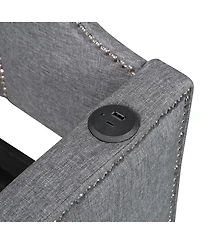Streamdale Furniture Twin Size Upholstered Daybed with Pop-Up Trundle and Usb Charging Ports