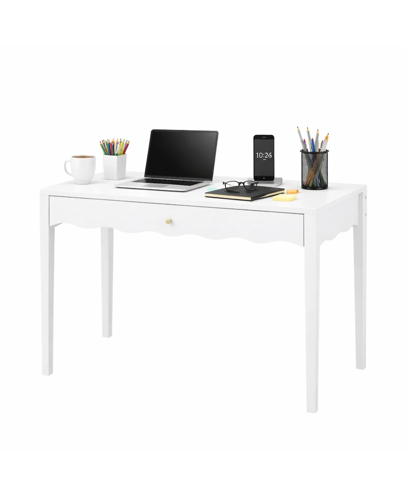 Streamdale Furniture 35 inches Scalloped Vanity Desk with Drawer and Knob