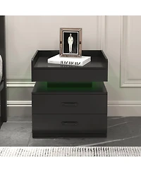 Streamdale Furniture Led Nightstand Drawers and Storage