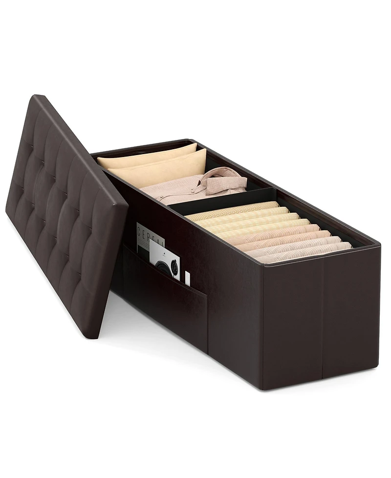 Slickblue Storage Ottoman Bench Folding Foot Rest Stool for Bedroom and Living Room Use