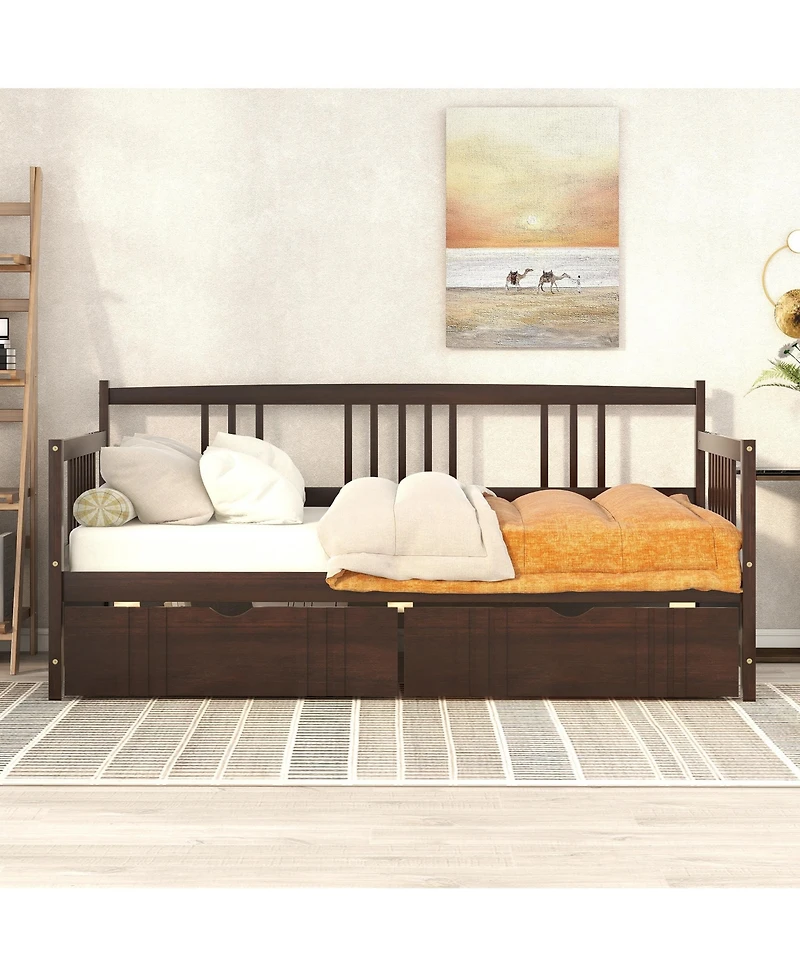 Sailvan Daybed Wood Bed with Two Drawers