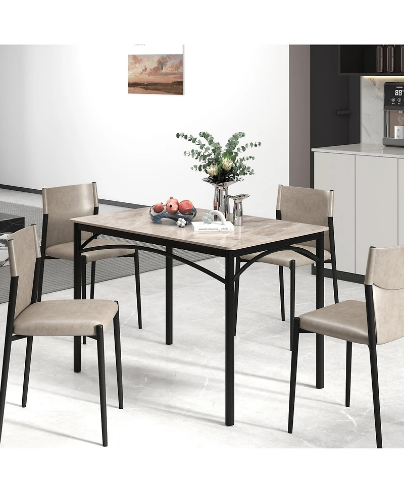 Slickblue Modern Sintered Stone Dining Table for 4 People Rectangular