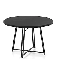 Slickblue Round Dining Table for 4-6 People with Cross Base