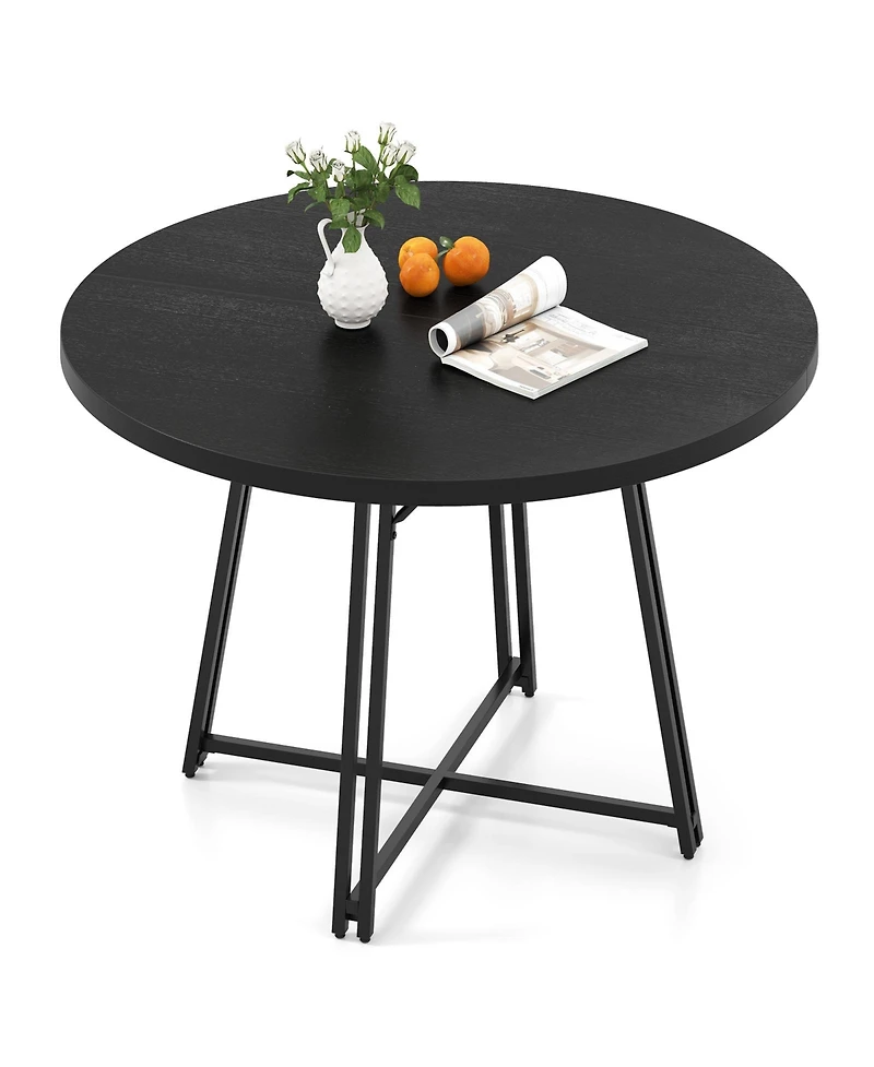 Slickblue Round Dining Table for 4-6 People with Cross Base