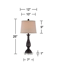 Regency Hill Ben Rustic Farmhouse Table Lamps Set of 2 with Round Risers 26 Inches High Drum Shade for Bedroom Living Room Bedside