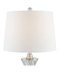 Regency Hill Luca Modern Table Lamps Set of 2 with Round Risers 26.5 Inches High Glass Usb Charging Port Fabric Drum Shade for Living Room Desk Office