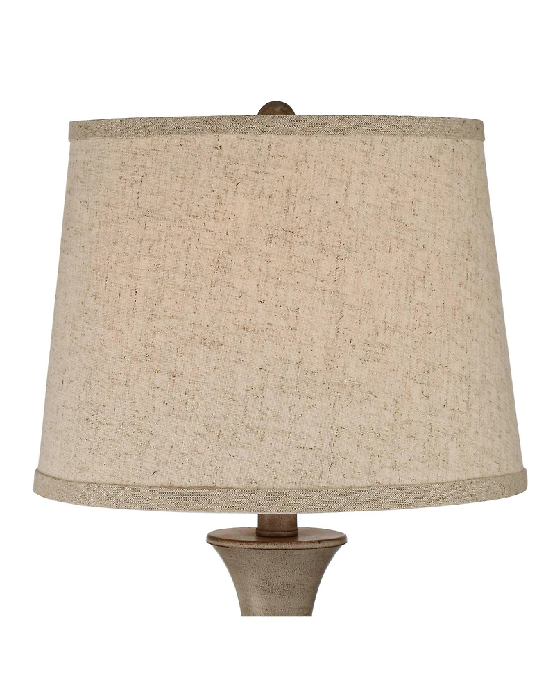 Regency Hill Avery Traditional Table Lamps Set of 2 with 7 Inches Round Risers 25 Inches High Faux Wood with Usb Led Touch On Off