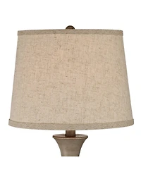 Regency Hill Avery Traditional Table Lamps Set of 2 with 7 Inches Round Risers 25 Inches High Faux Wood with Usb Led Touch On Off