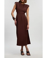 Karen Millen Women's Linen Blend Pintuck Midi Dress