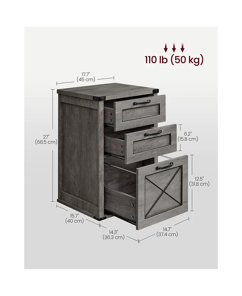 Slickblue Mobile File Cabinet with 3 Drawers for A4 Size Document Storage