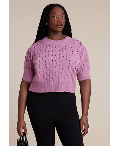 Eloquii Women's Bubble Stitch Sweater