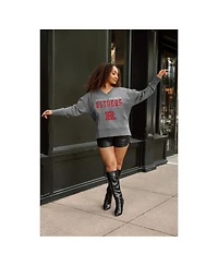 Gameday Couture Women's Gray Rutgers Scarlet Knights French Terry V-Neck Pullover Sweatshirt