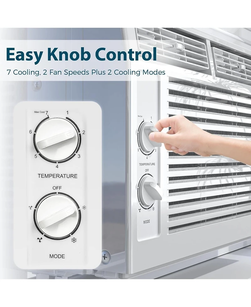 Antarctic Star 5000 Btu Window Air Conditioner, Quiet Cooling with Easy Knob Control