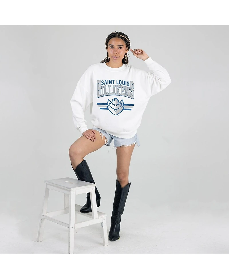 Gameday Couture Women's White Saint Louis Billikens Oversized Premium Fleece Sweatshirt