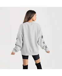 Gameday Couture Women's Ash Indiana Hoosiers Oversized Pennant Pride Rhinestone Star Sleeve Sweatshirt