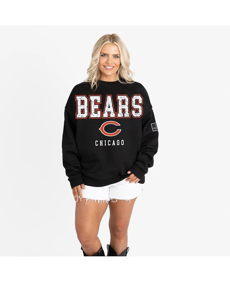 Gameday Couture Women's Black Chicago Bears Oversized Level Up Label Premium Fleece Sweatshirt