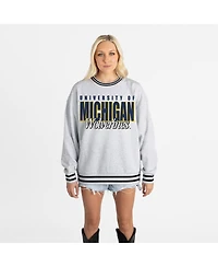 Gameday Couture Women's Gray Michigan Wolverines Oversized Showdown Ringer Stripe Sweatshirt