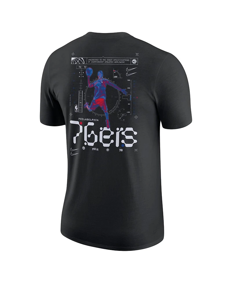 Nike Men's Black Philadelphia 76ers Courtside Air Traffic Control Max90 T-Shirt