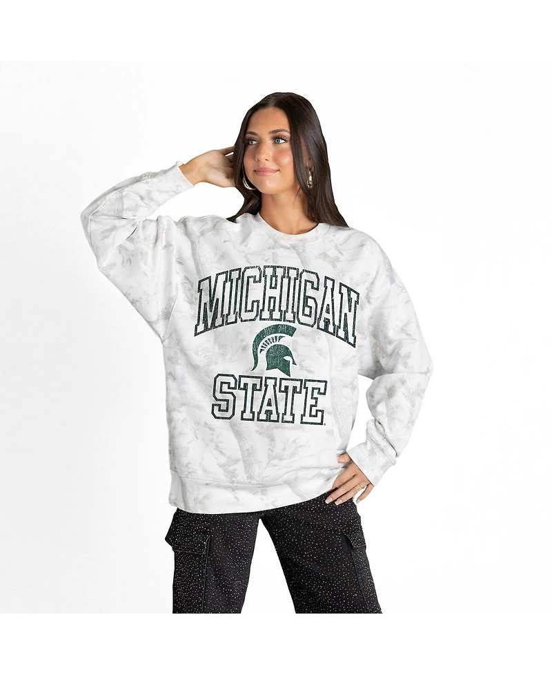 Gameday Couture Women's Ash Michigan State Spartans Whiteout Premium Fleece Camo Sweatshirt
