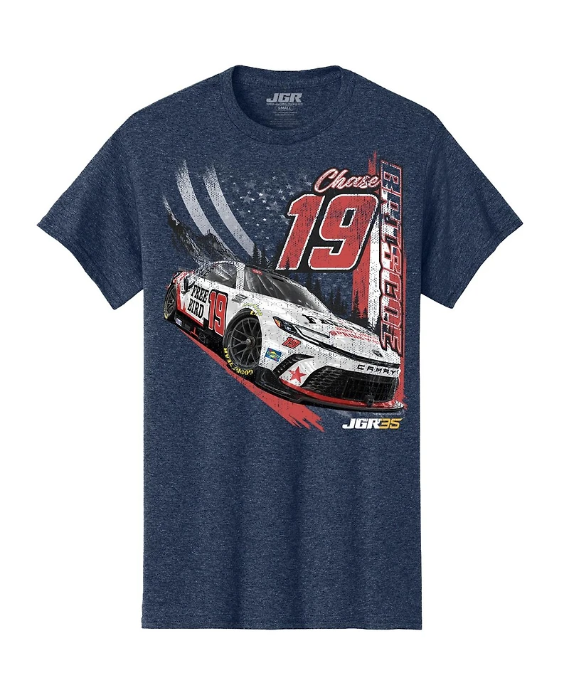 Joe Gibbs Racing Team Collection Men's Heather Navy Chase Briscoe 19 Free Bird Southern Spring Water Car T-Shirt