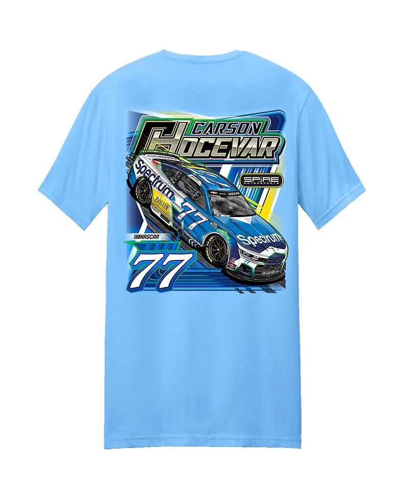 Spire Motorsports Men's Light Blue Carson Hocevar 77 Spectrum T-Shirt