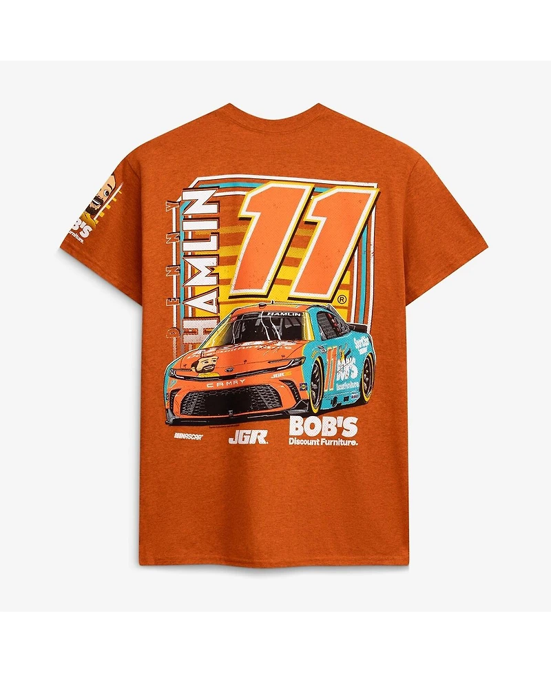 Joe Gibbs Racing Team Collection Men's Orange Denny Hamlin 11 Bob's Discount Furniture T-Shirt