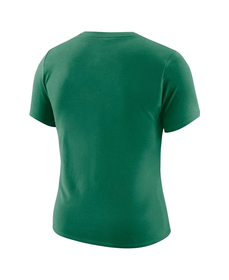 Nike Women's Kelly Green Boston Celtics Courtside Modest Cropped Tri-Blend T-Shirt