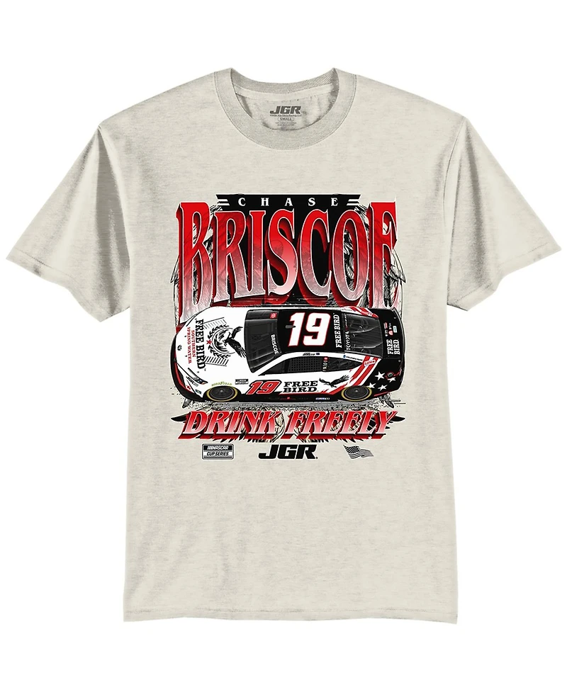 Joe Gibbs Racing Team Collection Men's Oatmeal Chase Briscoe 19 Free Bird Southern Spring Water Car T-Shirt
