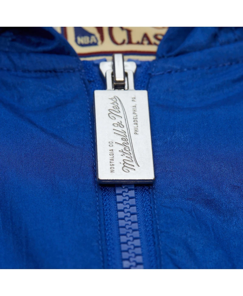 Mitchell & Ness Men's Blue New York Knicks Playmaker Full-Zip Hooded Windbreaker Jacket