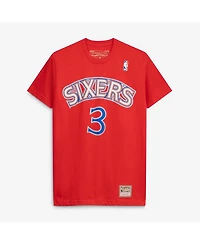 Mitchell & Ness Men's and Women's Allen Iverson Red Philadelphia 76ers Hardwood Classics Name Number T-Shirt