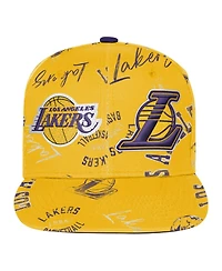 Outerstuff Big Boys and Girls Gold Los Angeles Lakers Street Hooper Allover Print Snapback Hat