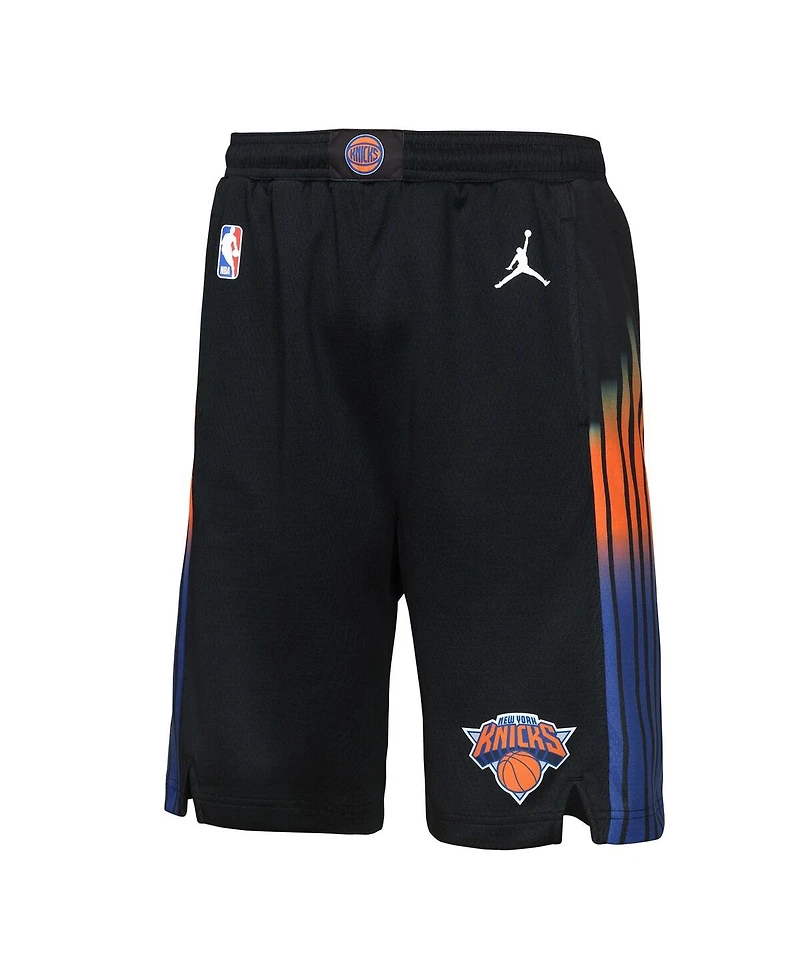 Jordan Big Boys and Girls Black New York Knicks Authentic Statement Edition Swingman Shorts