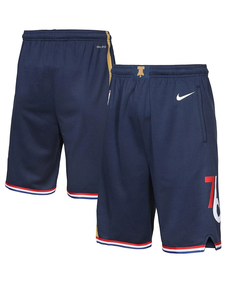 Nike Big Boys and Girls Navy Philadelphia 76ers 2025/26 City Edition Swingman Performance Shorts