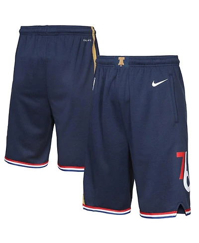 Nike Big Boys and Girls Navy Philadelphia 76ers 2025/26 City Edition Swingman Performance Shorts