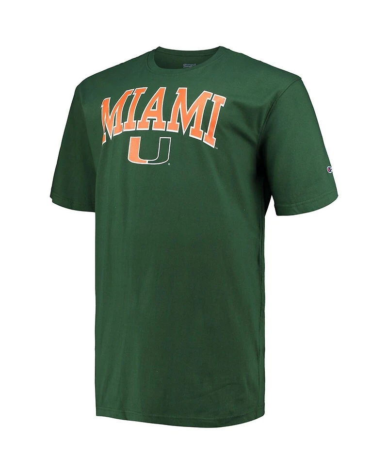 Champion Men's Green Miami Hurricanes Big & Tall Arch Over Wordmark T-Shirt