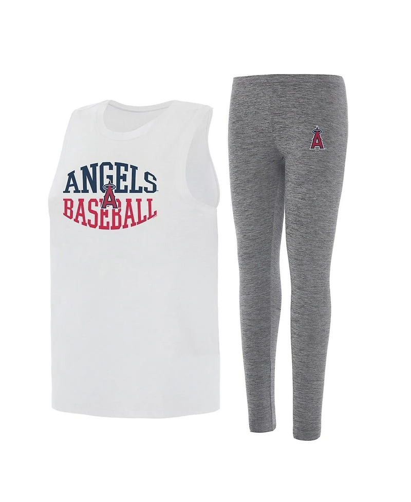 Concepts Sport Women's 2-Piece Charcoal/White Los Angeles Angels Contend Tank and Leggings Set