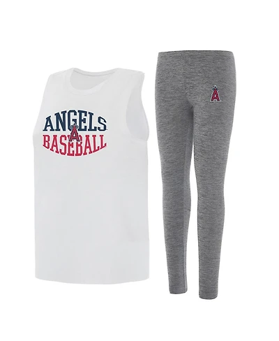 Concepts Sport Women's 2-Piece Charcoal/White Los Angeles Angels Contend Tank and Leggings Set