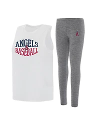 Concepts Sport Women's 2-Piece Charcoal/White Los Angeles Angels Contend Tank and Leggings Set