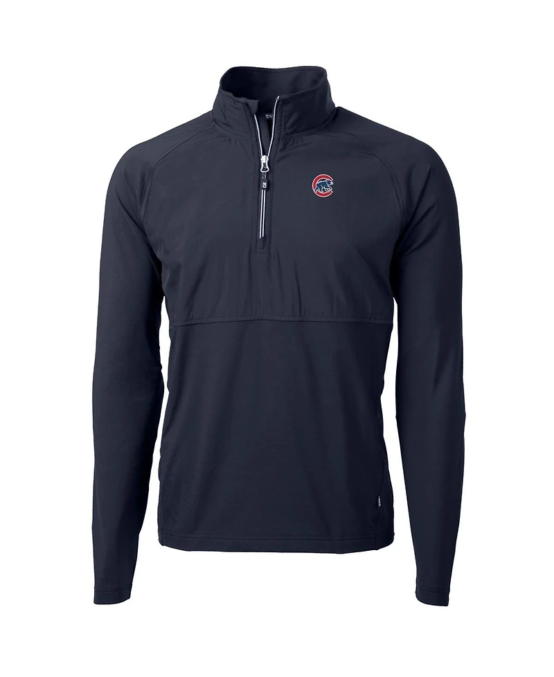 Cutter & Buck Men's Navy Chicago Cubs Adapt Eco Knit Hybrid Quarter-Zip Pullover Jacket