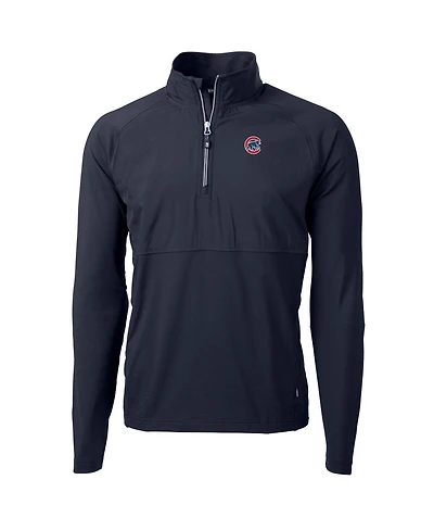 Cutter & Buck Men's Navy Chicago Cubs Adapt Eco Knit Hybrid Quarter-Zip Pullover Jacket