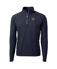 Cutter & Buck Men's Navy Chicago Cubs Adapt Eco Knit Hybrid Quarter-Zip Pullover Jacket