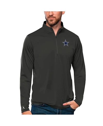 Antigua Men's Charcoal Dallas Cowboys Tribute Quarter-Zip Lightweight Pullover Sweatshirt