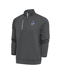 Antigua Men's Charcoal New England Patriots Team Logo Throwback Generation Quarter-Zip Pullover Sweatshirt