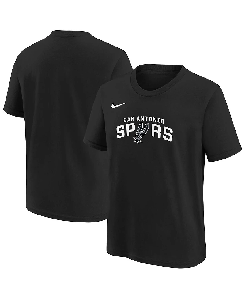 Nike Big Boys and Girls Black San Antonio Spurs Team Essential Logo T-Shirt