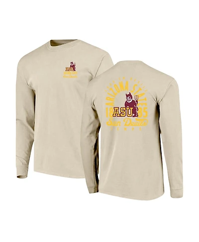 Image One Men's Natural Arizona State Sun Devils Comfort Colors Mascot Overlay Long Sleeve T-Shirt
