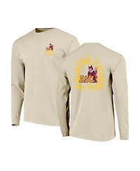 Image One Men's Natural Arizona State Sun Devils Comfort Colors Mascot Overlay Long Sleeve T-Shirt