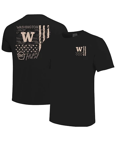 Image One Men's Black Washington Huskies Comfort Colors Oht Camo Overlay T-Shirt