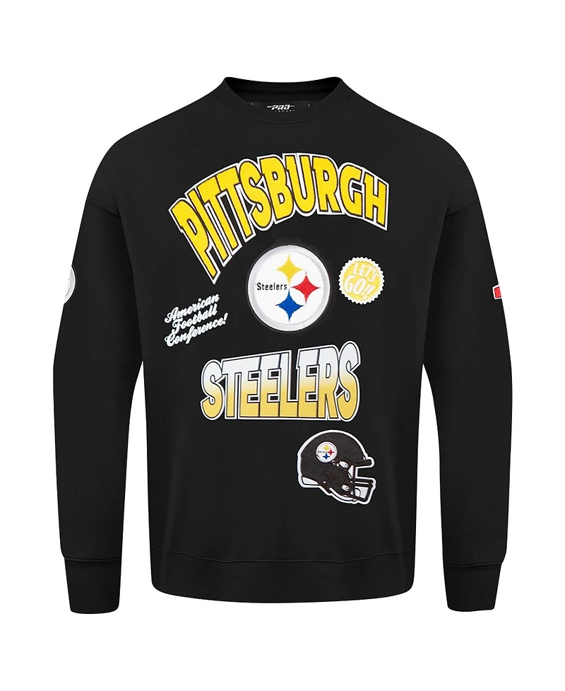 Pro Standard Men's Black Pittsburgh Steelers Turn It Up Drop Shoulder Pullover Sweatshirt